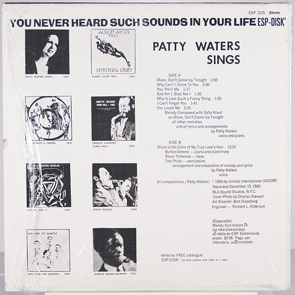 Master Release: Sings by Patty Waters