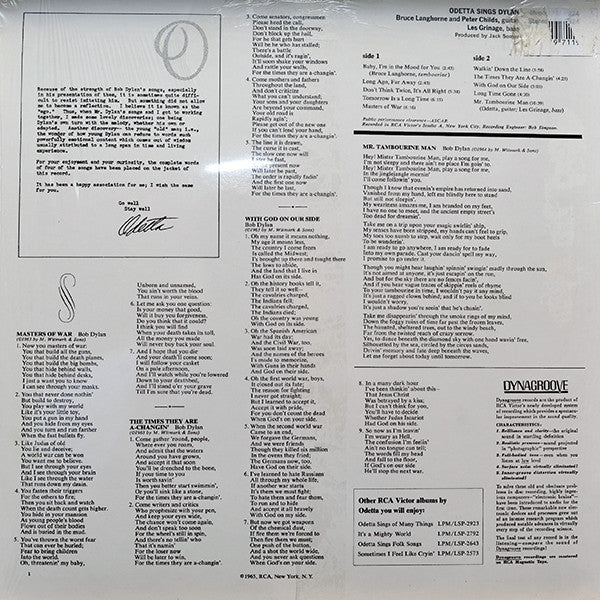 Release: Odetta Sings Dylan-Vinyl-Germany-2003-LSP-3324, LSP-3324-8194732