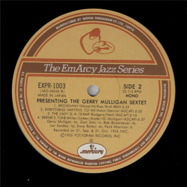 Presenting The Gerry Mulligan Sextet