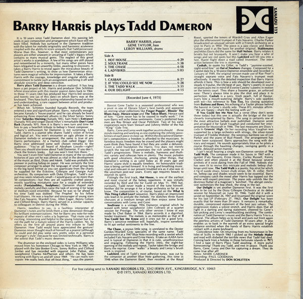 Barry Harris Plays Tadd Dameron
