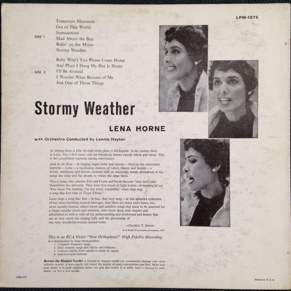 Release: Stormy Weather-Vinyl-US-1957-LPM-1375, LPM 1375-7653365