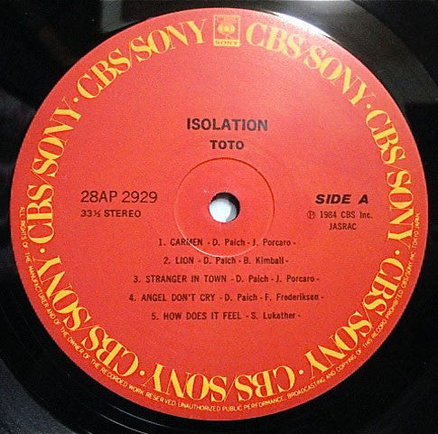 Release: Isolation-Vinyl-Japan-1984-28AP 2929-3094508