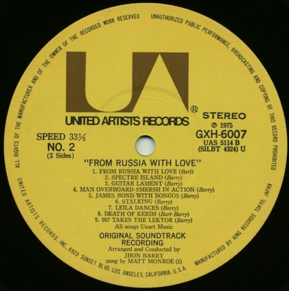 007 ロシアより愛をこめて = From Russia With Love (Original Motion Picture Sound Track)