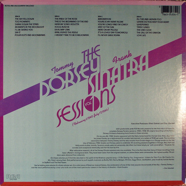 Release: The Dorsey / Sinatra Sessions Vol. 1 (February 1, 1940 - July 17, 1940)-Vinyl-US-1982-CPL2-4334-2766453