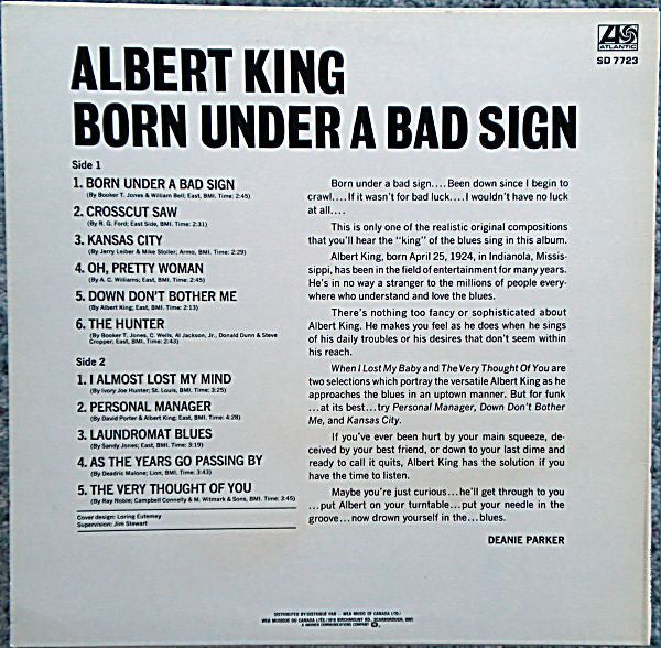 Release: Born Under A Bad Sign-Vinyl-Canada-None-SD 7723-4501515