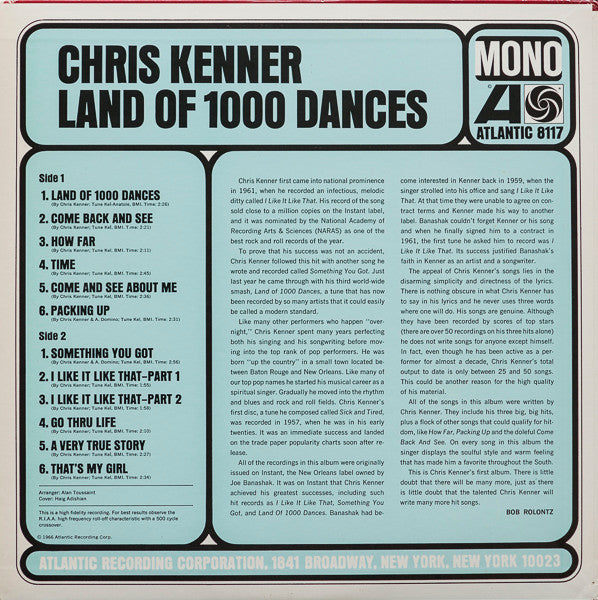 Master Release: Land Of 1000 Dances by Chris Kenner