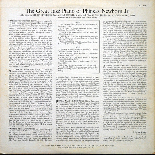 The Great Jazz Piano Of Phineas Newborn Jr.