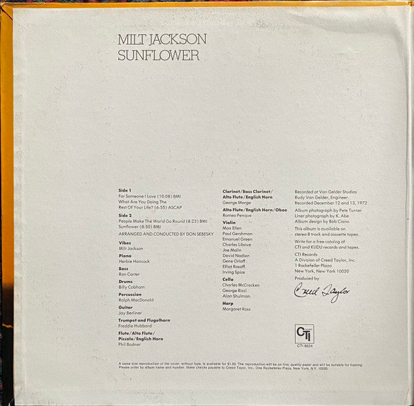 Release: Sunflower-Vinyl-US-1973-CTI 6024-7404405