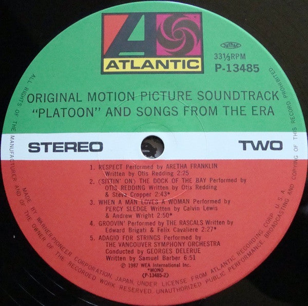 プラトーン = Platoon (Original Motion Picture Soundtrack And Songs From The Era)