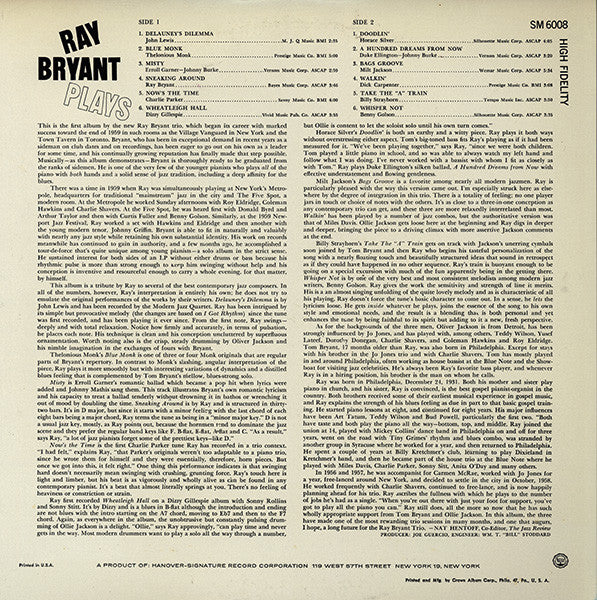 Release: Ray Bryant Plays-Vinyl-Japan-1986-SM 6008-4680882