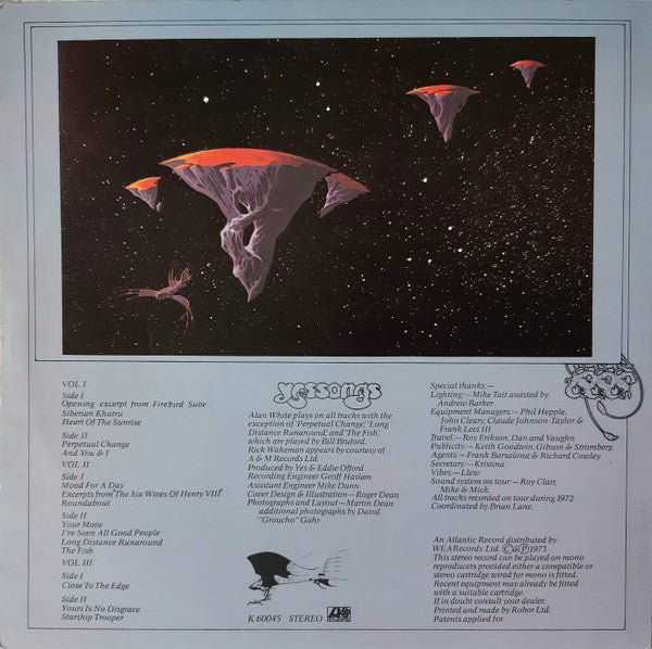 Release: Yessongs-Vinyl-UK-1973-K 60045-8304347