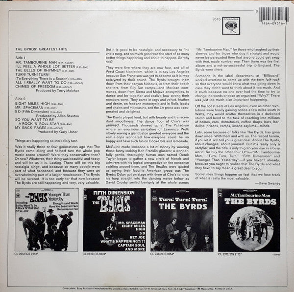 Release: The Byrds' Greatest Hits-Vinyl-US-None-PC 9516, 9516-5384223