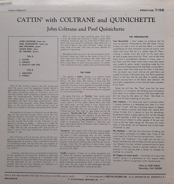Release: Cattin' With Coltrane And Quinichette-Vinyl-Japan-1977-SMJ-6542(M), SMJ-6542M-5396377