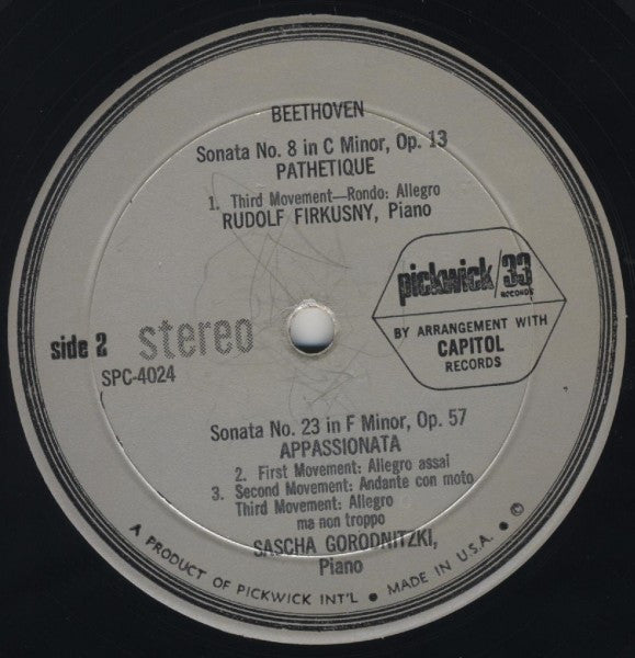 Sonata No.14 In C Sharp Minor (Moonlight); Sonata No. 8 In C Minor (Pathetique); Sonata No. 23 In F Minor, Op. 57 (Appassionata)