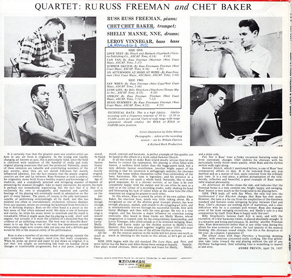 Master Release: Quartet: Russ Freeman Chet Baker by Russ Freeman-Chet Baker Quartet