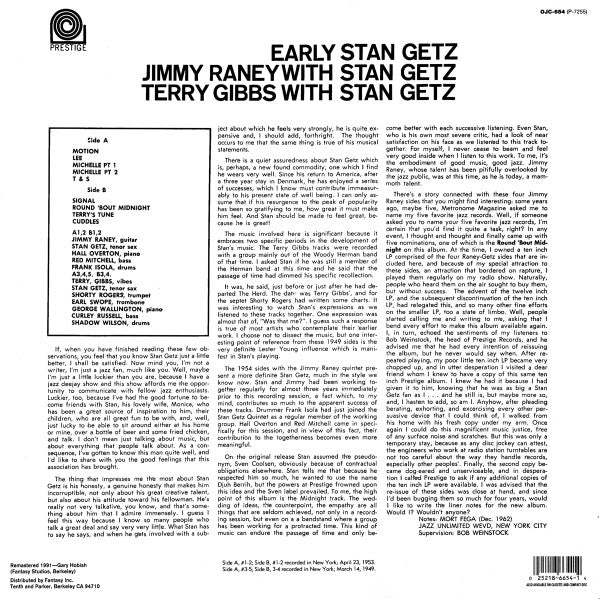 Release: Early Stan-Vinyl-US-1991-OJC-654, P-7255-8749145
