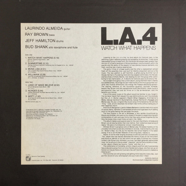 Release: Watch What Happens-Vinyl-US-1978-CJ-63-9987279
