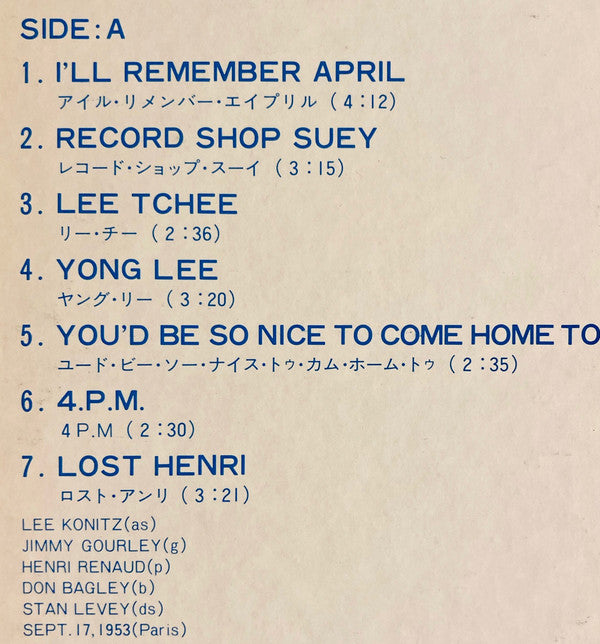 Lee Konitz Plays / Hans Koller's New Jazz Stars