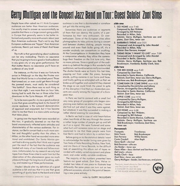 Gerry Mulligan And The Concert Jazz Band On Tour