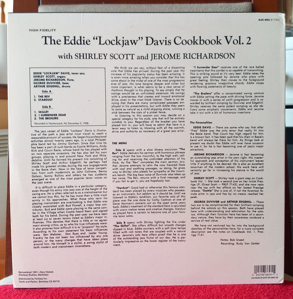Release: The Eddie "Lockjaw" Davis Cookbook Volume II-Vinyl-US-1991-OJC-653, P-7161-5902213