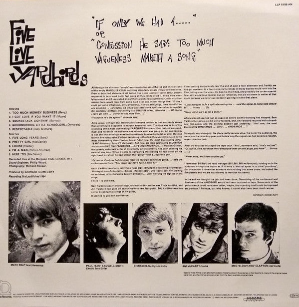 Release: Five Live Yardbirds-Vinyl-Germany-1982-LLP 5159 AN-2191084