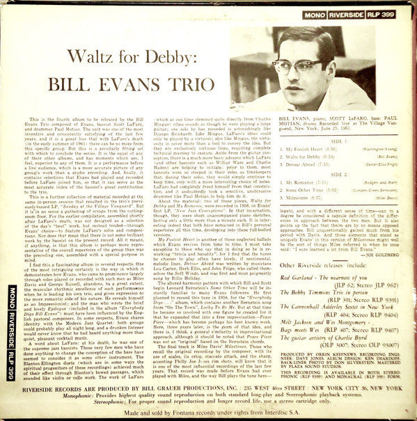 Release: Waltz For Debby-Vinyl-Netherlands-1962-RLP 399-7000474