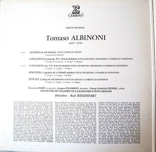 Célèbre Adagio - Concertos & Sinfonies Pour Trompette, Hautbois & Cordes