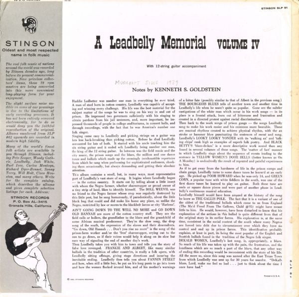 A Leadbelly Memorial: Volume IV