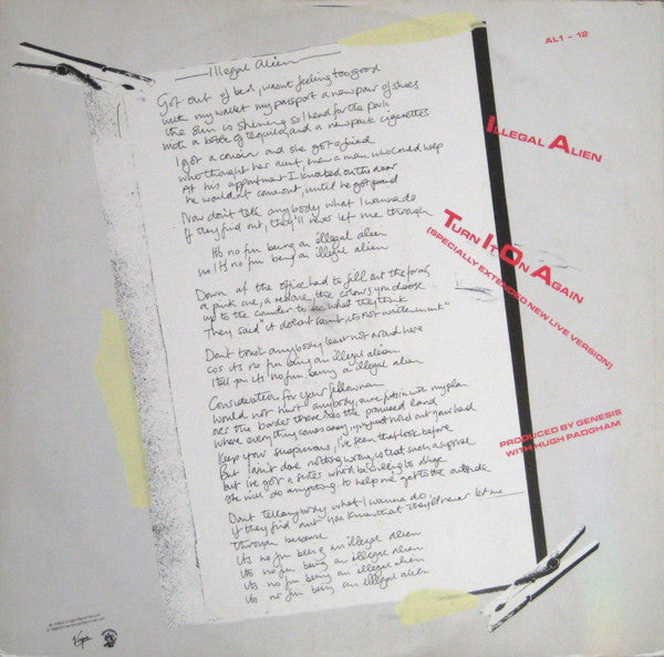 Release: Illegal Alien-Vinyl-UK-1984-AL1 - 12, AL1 - 12-1725561