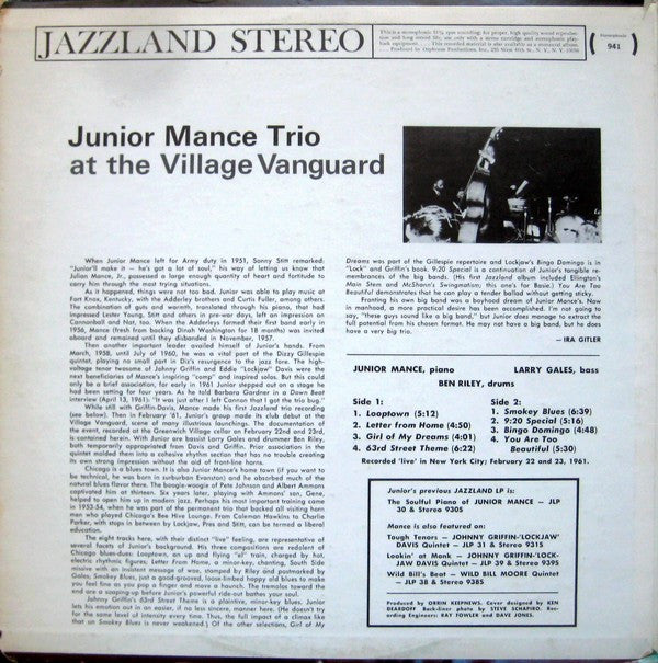 Release: At The Village Vanguard-Vinyl-US-None-941, JLP 941-3176026