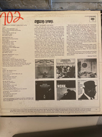 Release: Monk's Greatest Hits-Vinyl-US-1973-CS 9775-25398223