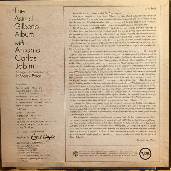 Release: The Astrud Gilberto Album-Vinyl-US-1965-V6-8608, V / V6-8608-11983386