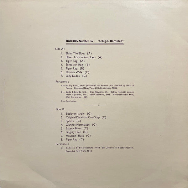 Master Release: O.D.J.B. Re-visited by Original Dixieland Jazz Band