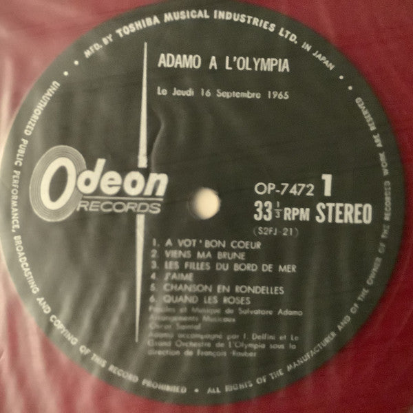 Adamo À L'Olympia = オランピア劇場のアダモ