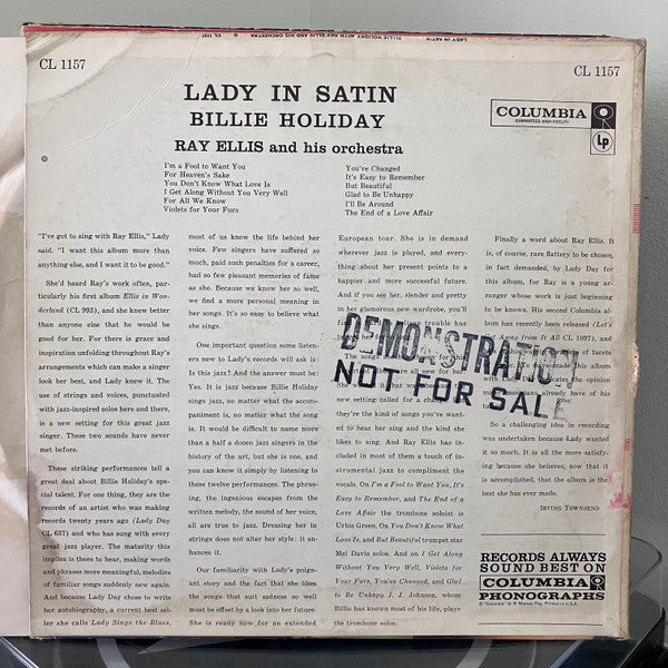 Release: Lady In Satin-Vinyl-US-1958-CL 1157-26617826