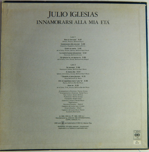 Master Release: Innamorarsi Alla Mia Età by Julio Iglesias