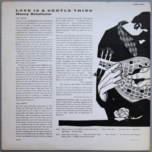 Release: Love Is A Gentle Thing-Vinyl-US-1959-LPM-1927, LPM 1927-14319122