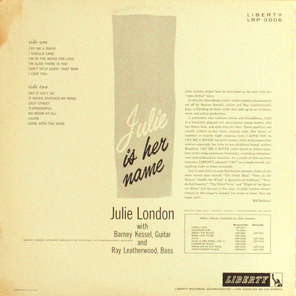 Release: Julie Is Her Name-Vinyl-US-1961-LRP 3006-15290403