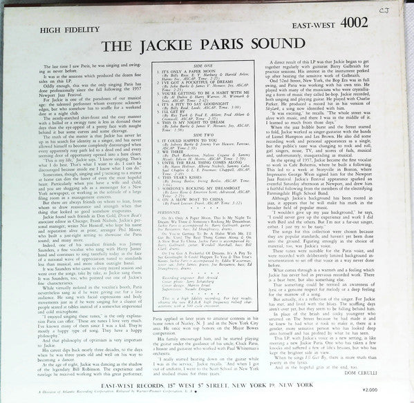 Master Release: The Jackie Paris Sound by Jackie Paris