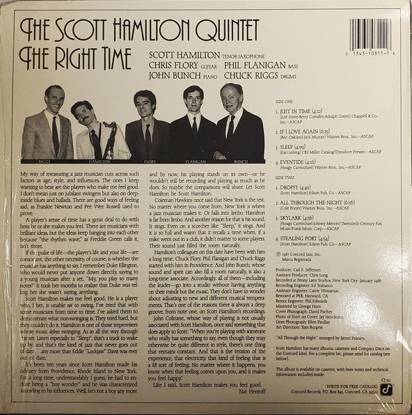 Master Release: The Right Time by The Scott Hamilton Quintet