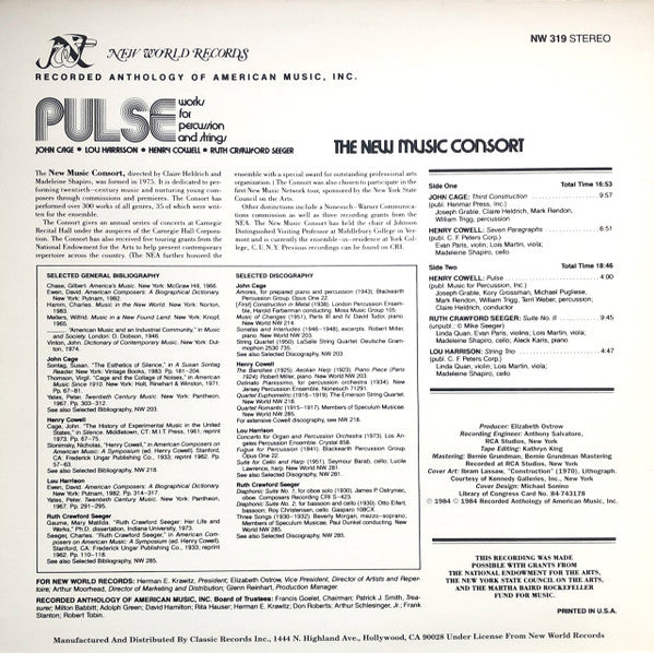 Master Release: Unknown Release by The New Music Consort