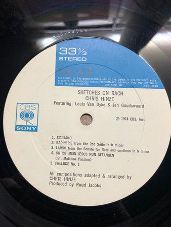 Release: Sketches On Bach-Vinyl-Japan-1974-SOCM - 60-14782073