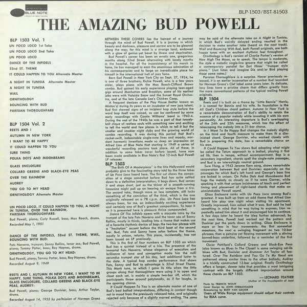 Release: The Amazing Bud Powell (Volume 1)-Vinyl-US-None-BST 81503, BLP 1503-14165828