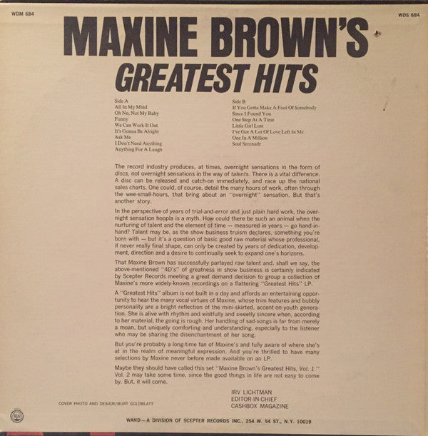 Master Release: Maxine Brown's Greatest Hits by Maxine Brown
