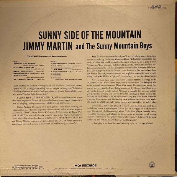 Master Release: Sunny Side Of The Mountain by Jimmy Martin