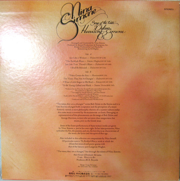 Master Release: Songs Of The Poets : Dylan, Harrison & Simone by Nina Simone