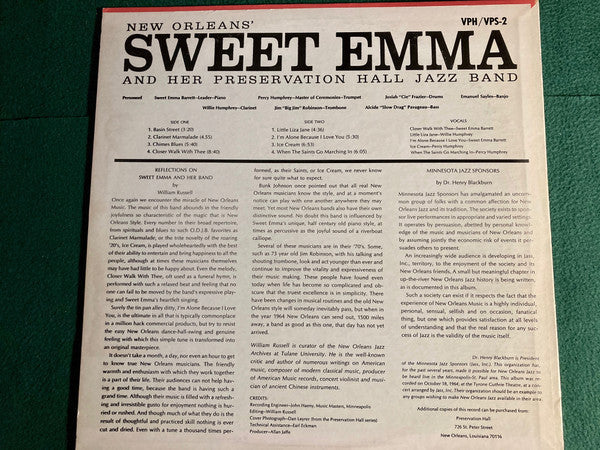 Release: New Orleans' Sweet Emma And Her Preservation Hall Jazz Band-Vinyl-US-1964-VPS-2-16130436