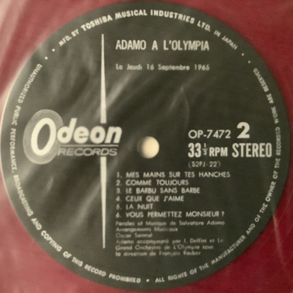 Adamo À L'Olympia = オランピア劇場のアダモ