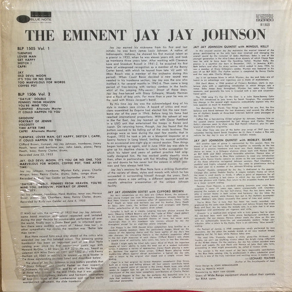 Release: The Eminent Jay Jay Johnson Volume 1-Vinyl-US-1977-BST 81505, BST-81505-10269693