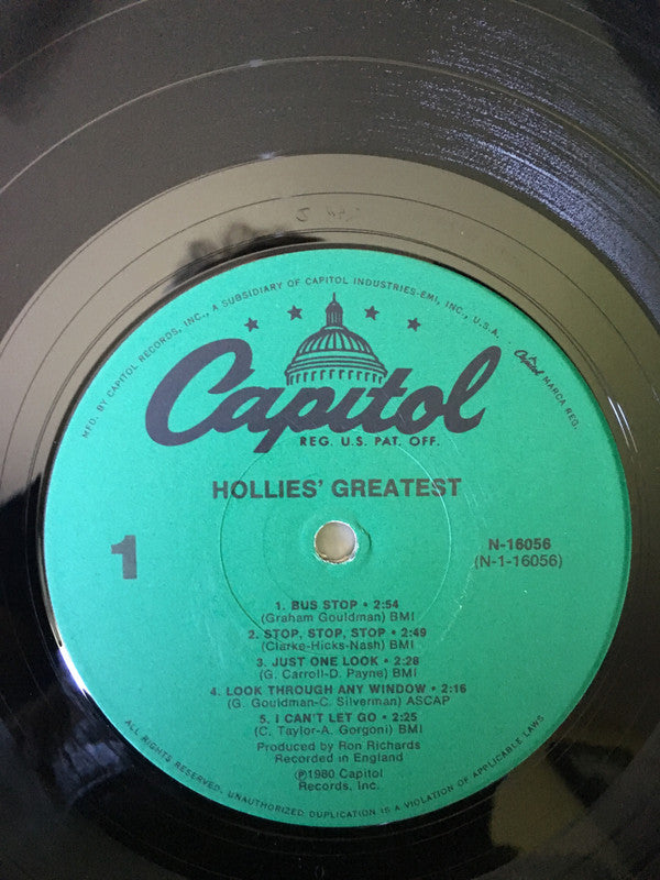 Release: Hollies' Greatest-Vinyl-US-1980-N-16056-14021560